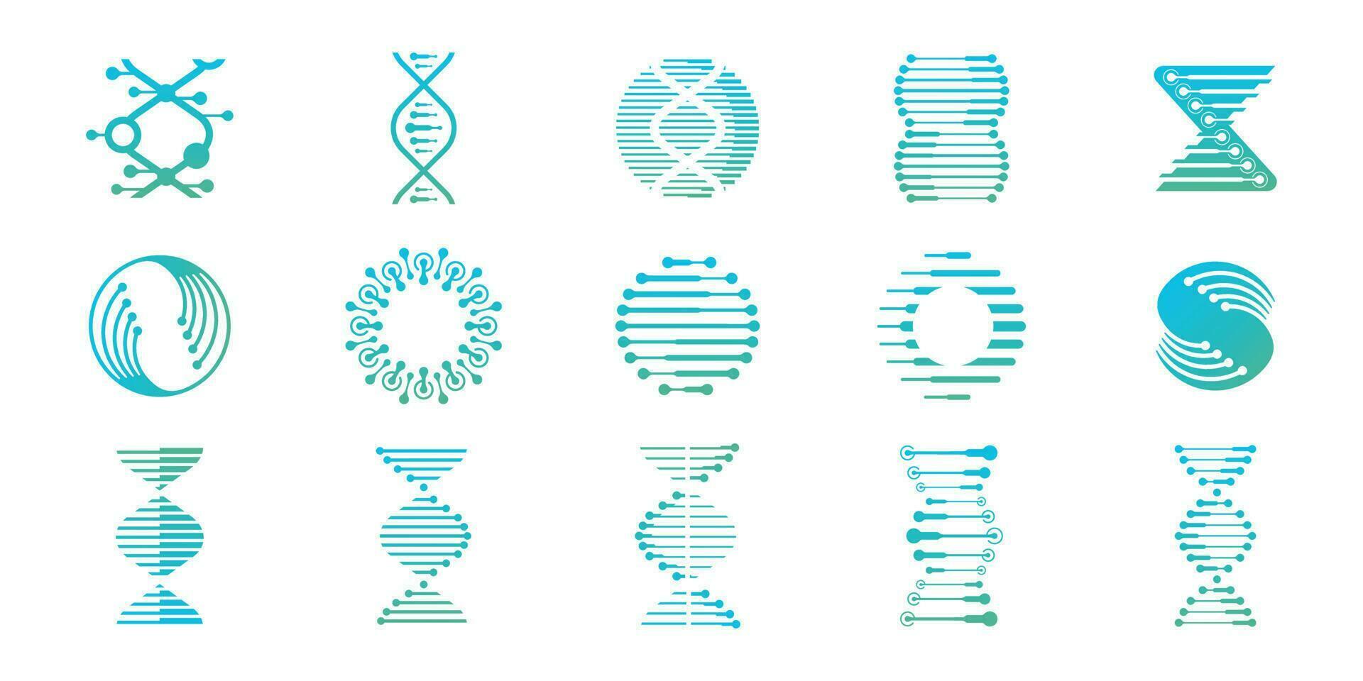 icona impostato vettore dna genetico logo design modello per scienza tecnologia logo ispirazione.