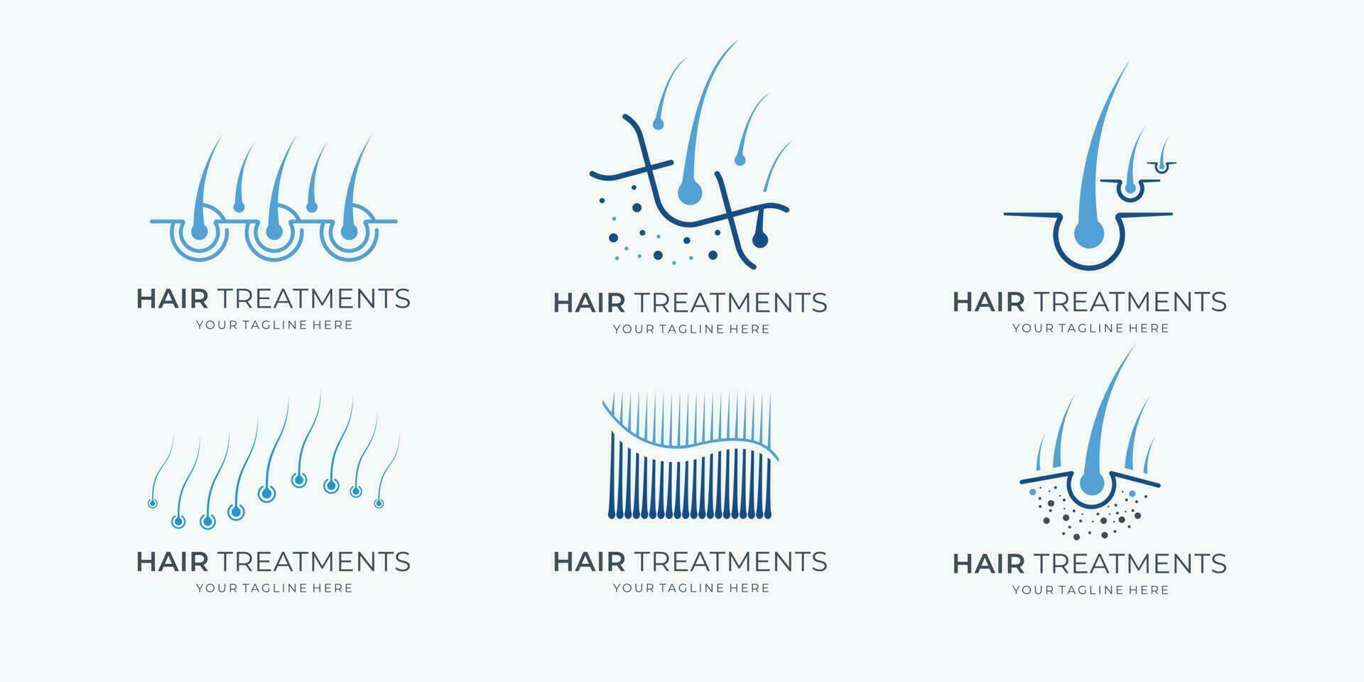 impostato di astratto vettore capelli trattamento logo icona vettore illustrazione design.