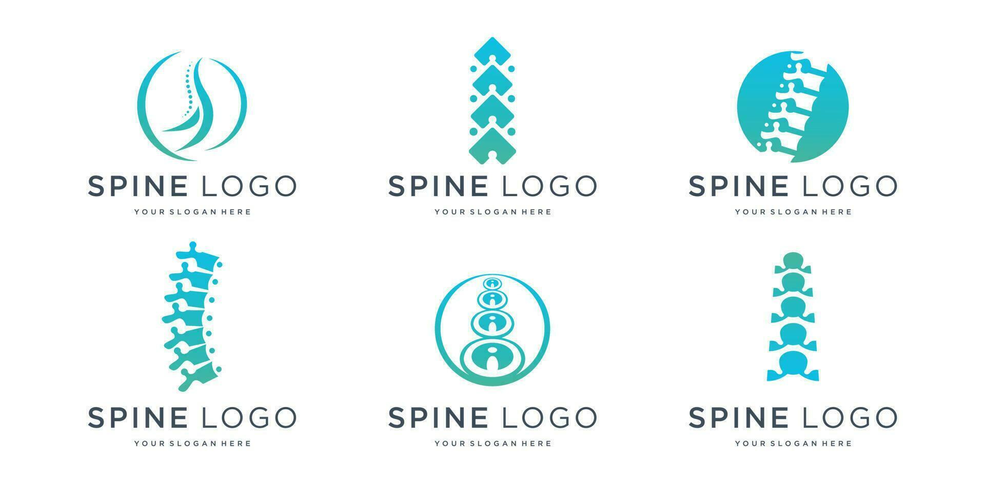 chiropratica logo. colonna vertebrale logo collezione con creativo elemento concetto premio vettore