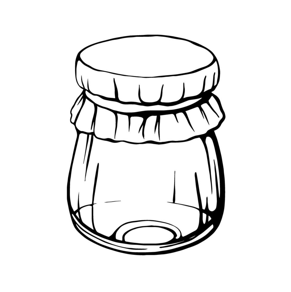 vaso di vetro isolato su uno sfondo bianco. illustrazione vettoriale in stile doodle