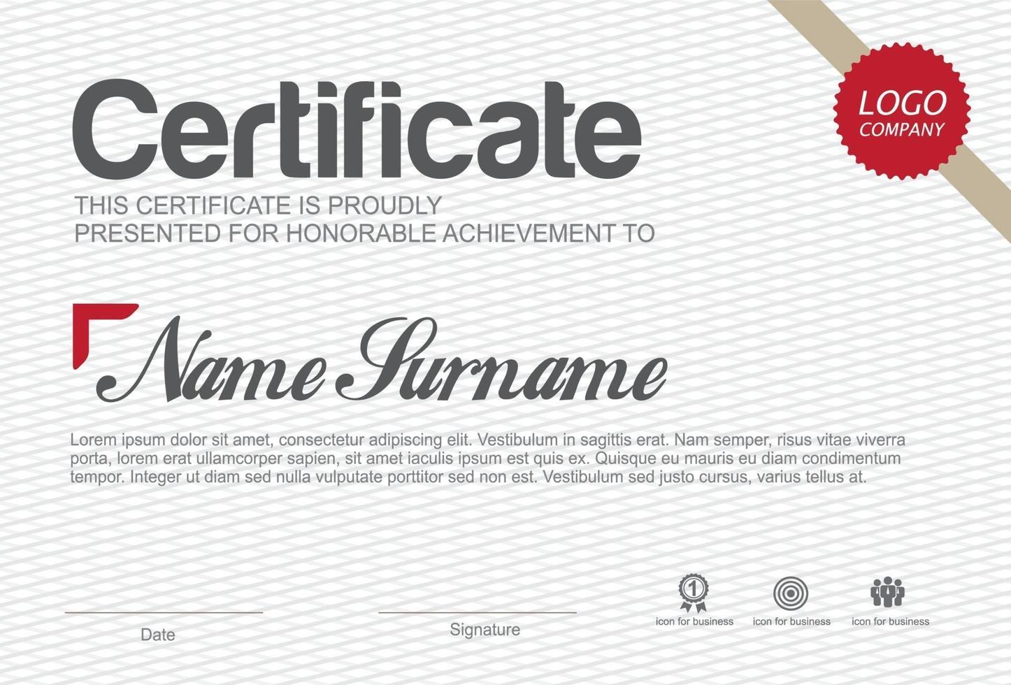 certificato di modello di apprezzamento, bordo certificato multiuso con design distintivo vettore