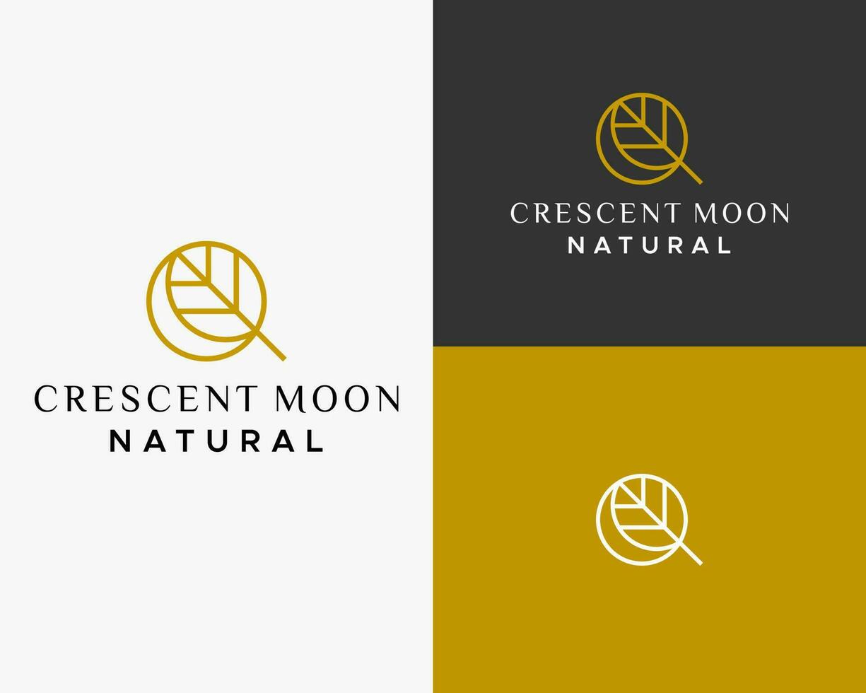 lettera c monogramma Luna foglia natura logo design vettore. vettore