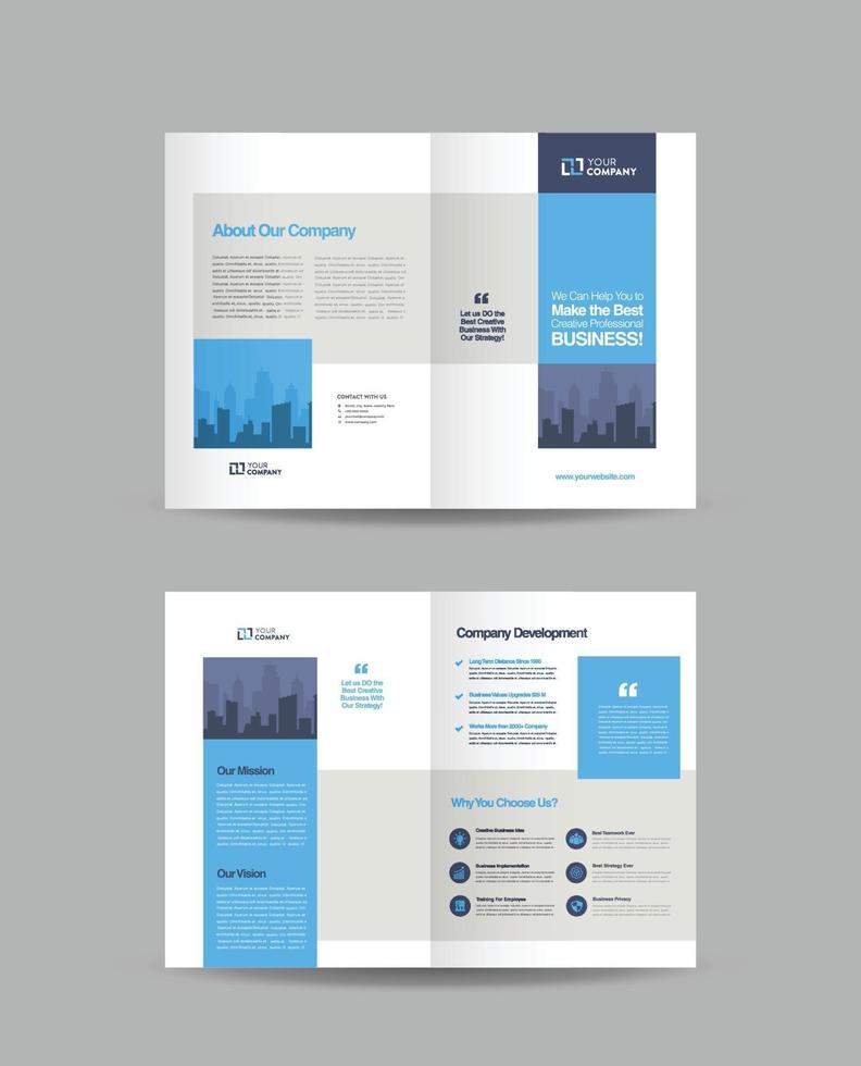 design brochure aziendale bifold e design flyer marketing aziendale vettore