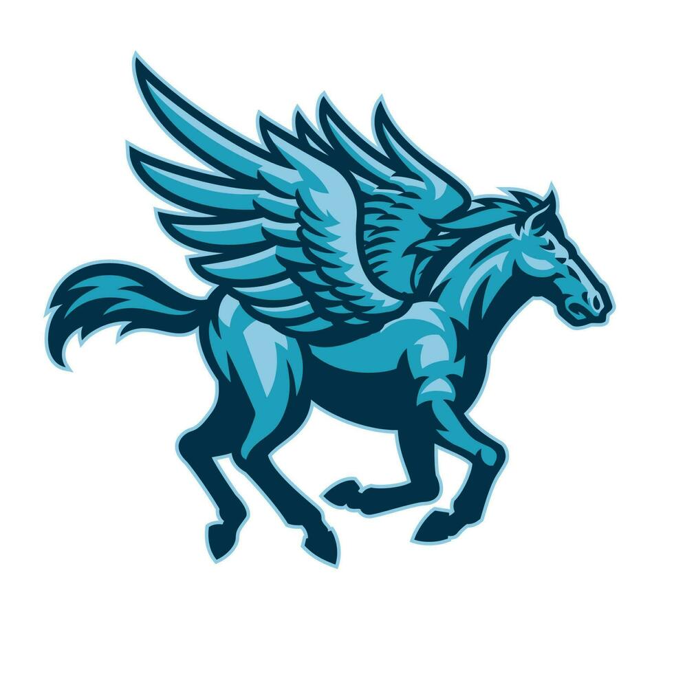 alato cavallo Pegasus portafortuna logo vettore