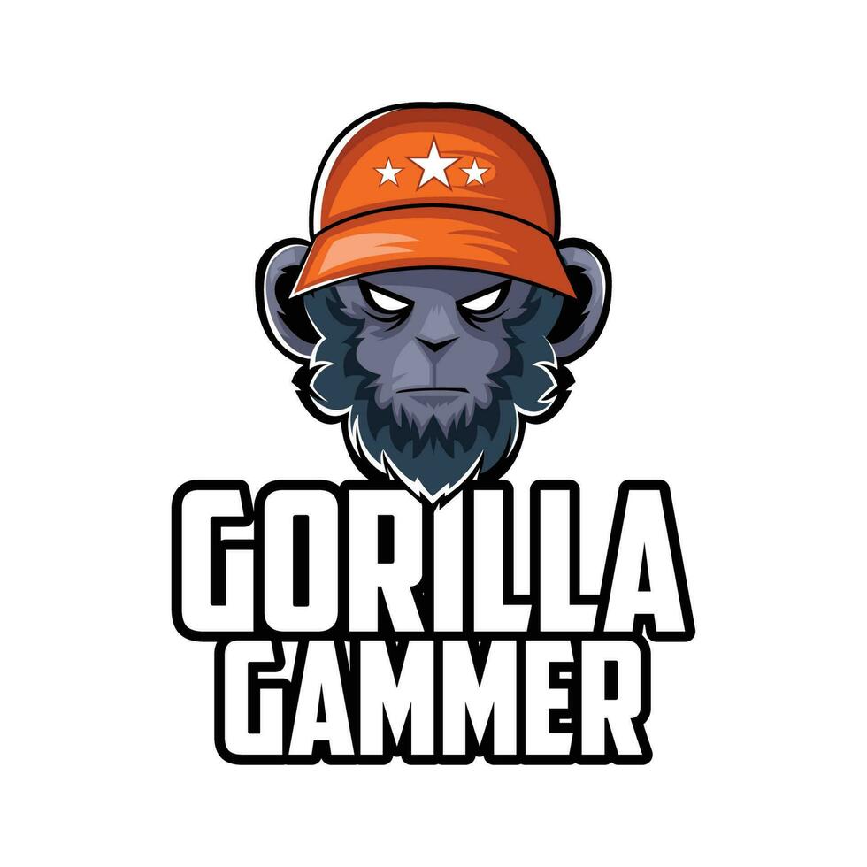 gorilla gamer portafortuna vettore logo design
