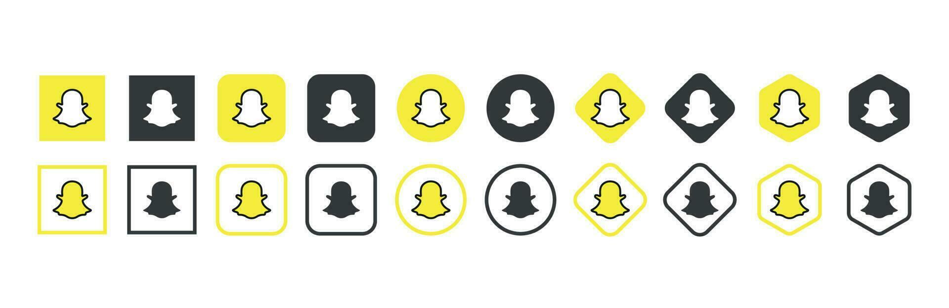 Snapchat logo icona nel vario le forme, sociale media icona vettore