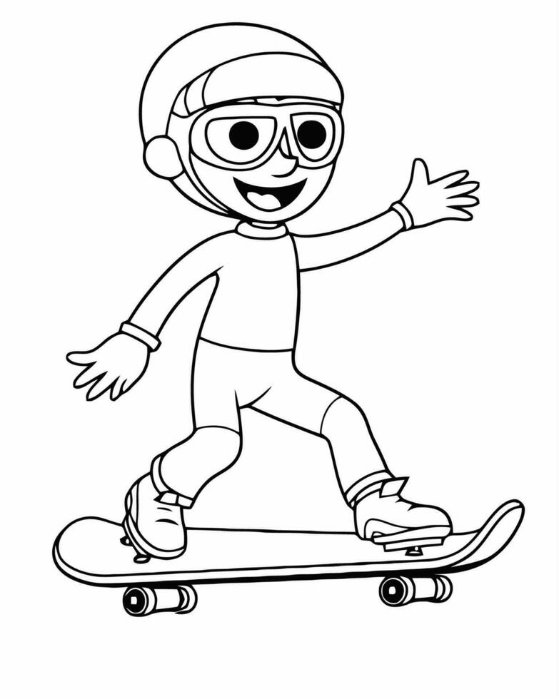 ragazzo andare con lo skateboard con casco su vettore