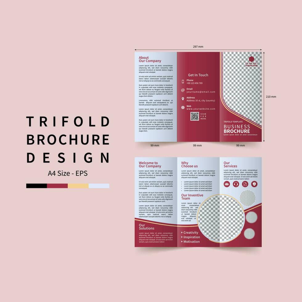 a4 trifold opuscolo design modello vettore