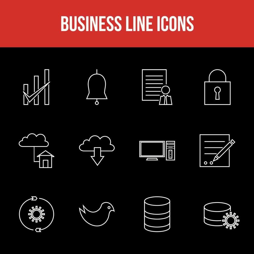 unico set di icone della linea di business vettore