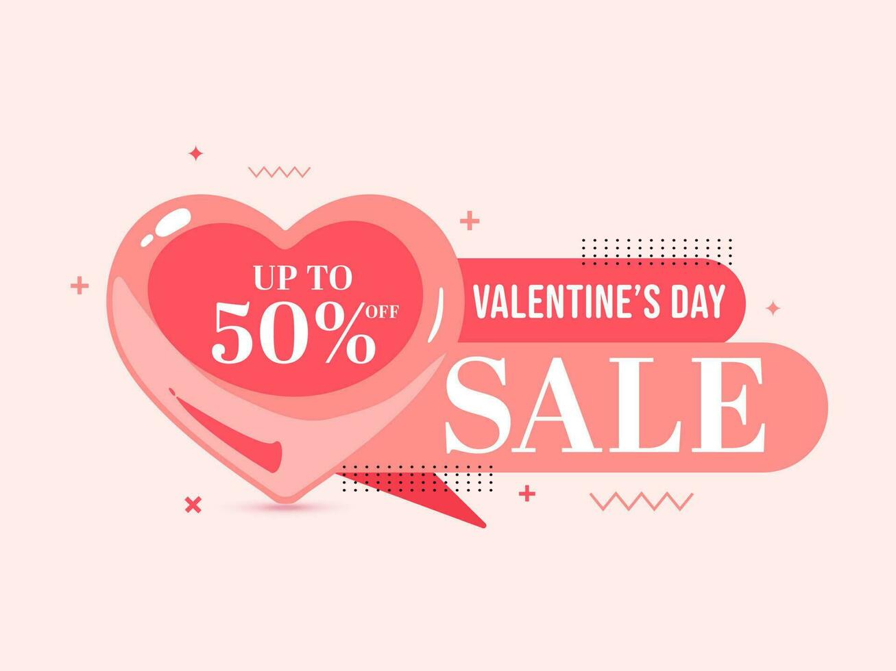 San Valentino giorno vendita manifesto design con sconto offrire e rosso cuore su pastello rosa sfondo. vettore
