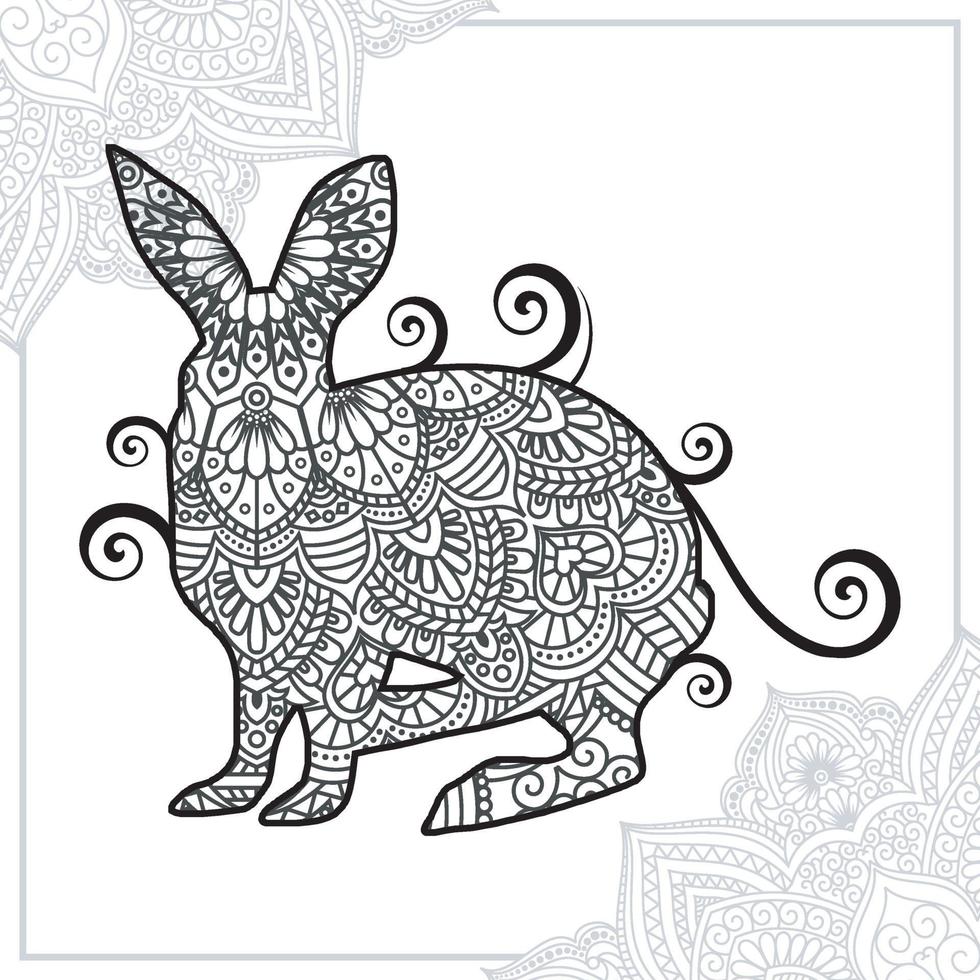 mandala di coniglio. elementi decorativi vintage. modello orientale, illustrazione vettoriale. vettore