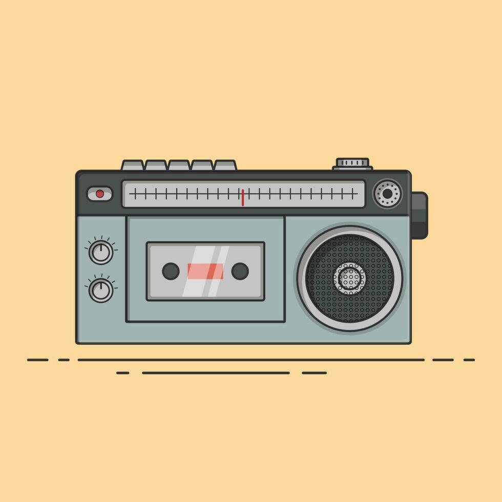 minimalista retrò Boombox icona rastremazione registratore cassetta giocatore retrò Vintage ▾ anni 90 anni 80 nostalgia Tech musica vettore