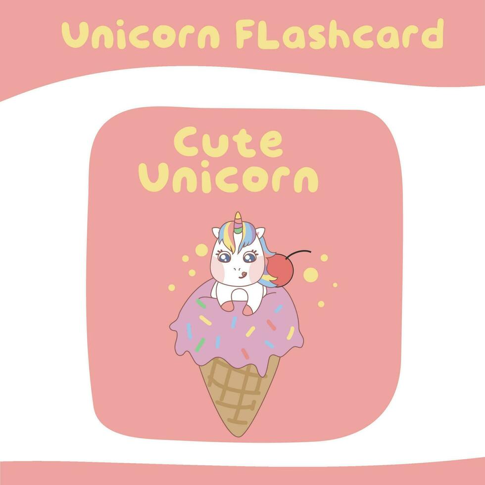 stampabile flashcard collezione con carino unicorno tema. colorato flashcard. vettore illustrazione.