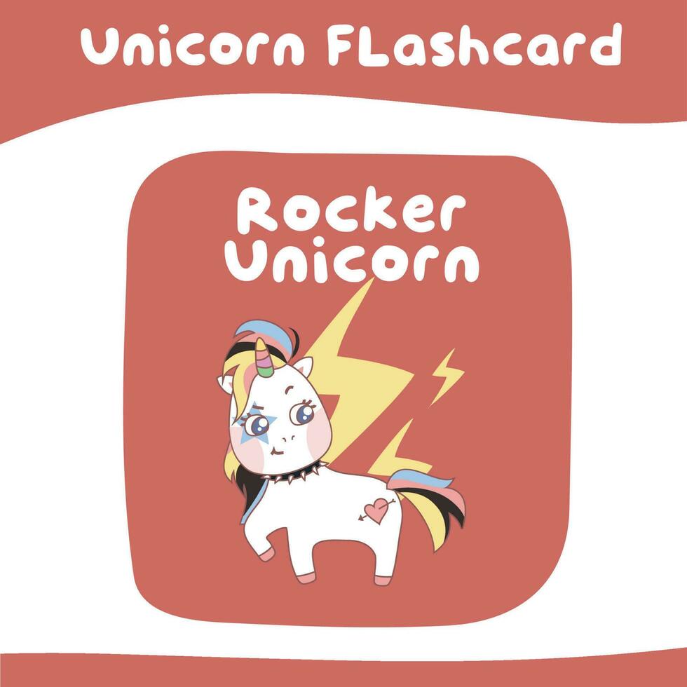 stampabile flashcard collezione con carino unicorno tema. colorato flashcard. vettore illustrazione.