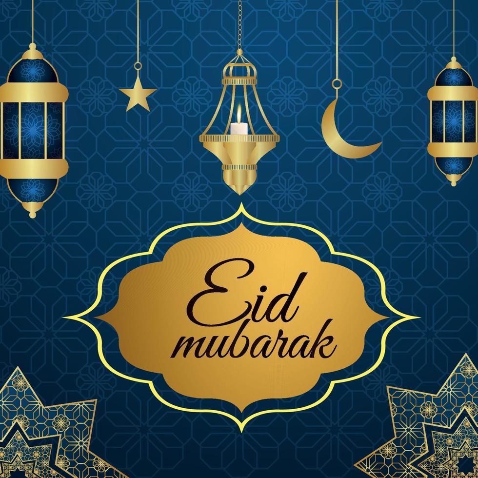 sfondo arabo modello creativo con lanterna creativa e luna per eid mubarak vettore