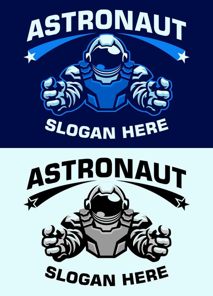 astronauta stella sport e esport logo stile vettore