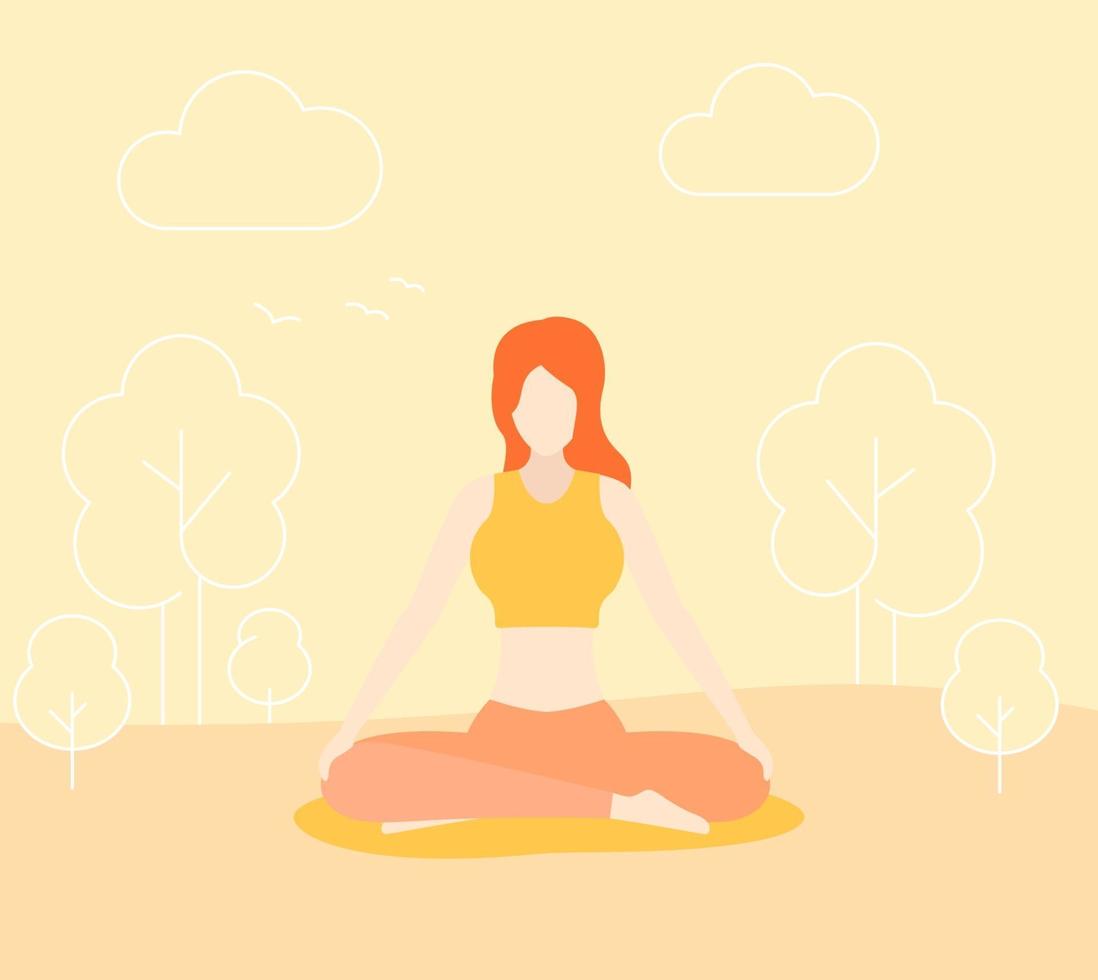 yoga, meditazione nel parco, vettore