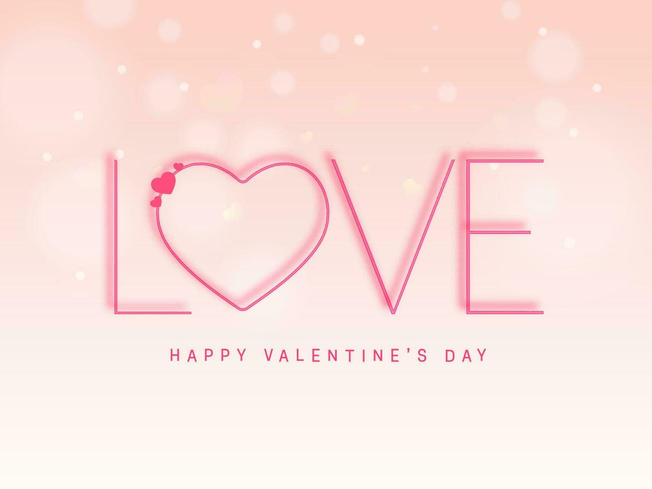 contento San Valentino giorno font con amore font e cuore su rosa bokeh sfondo. vettore