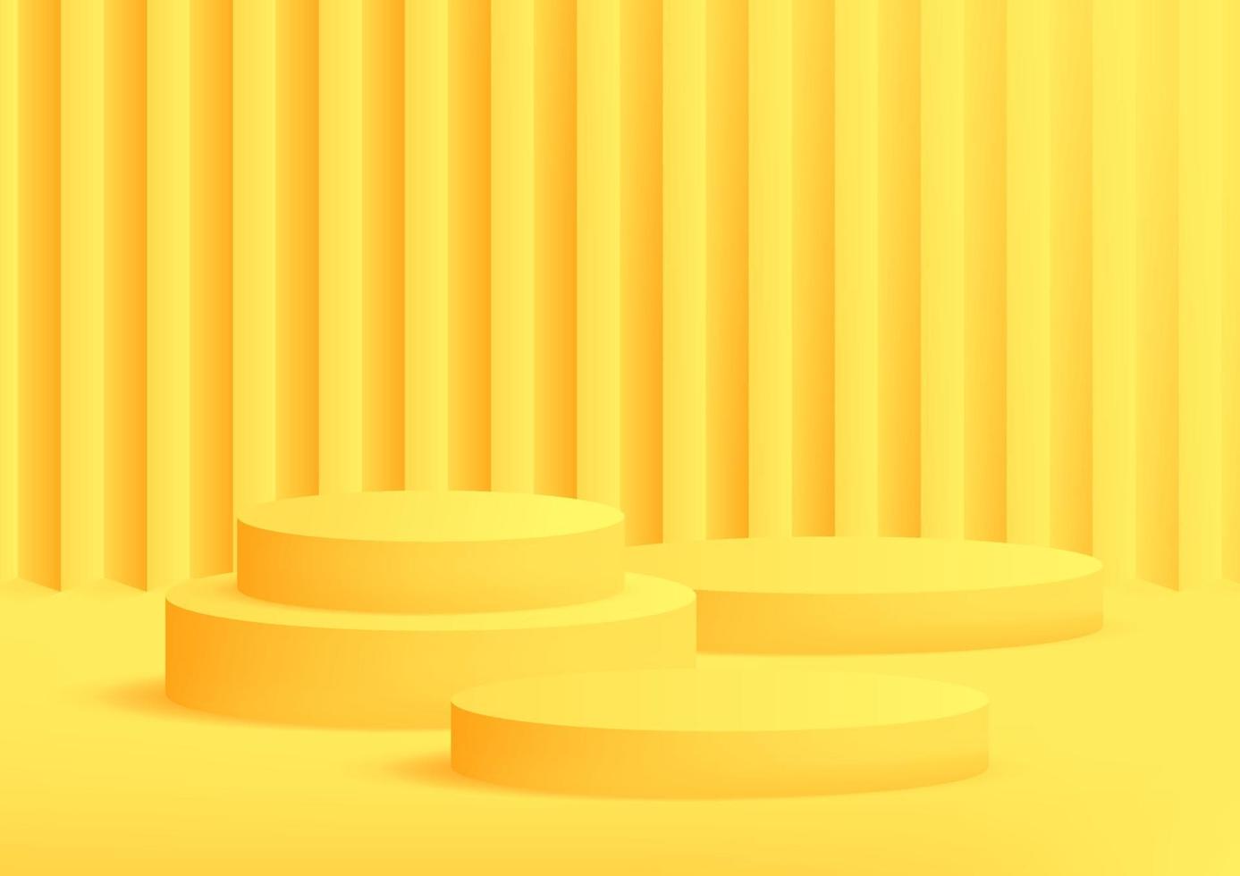 sfondo giallo studio podio vuoto per la visualizzazione del prodotto con lo spazio della copia. sfondo banner per pubblicizzare il prodotto in vendita. vettore