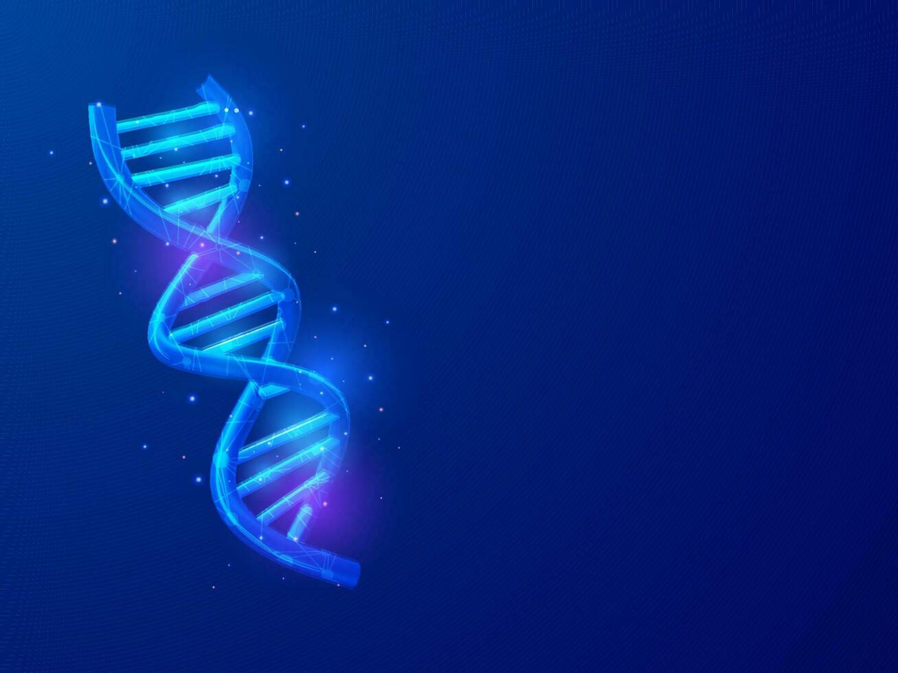 ai medico concetto con dna, virtuale rappresentazione, futuristico medico concetto. neon illuminazione su blu sfondo. vettore