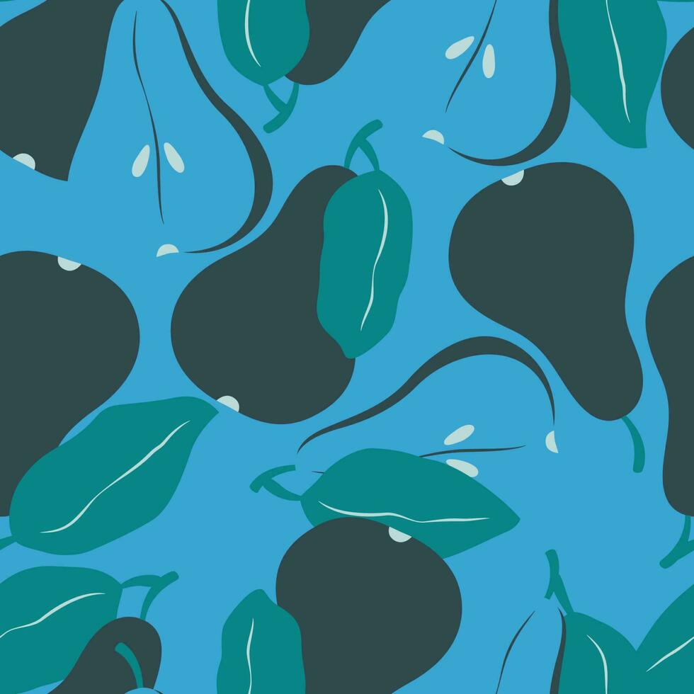 senza soluzione di continuità modello con frutta forme. pere nel blu e verde. colorato vettore illustrazione.