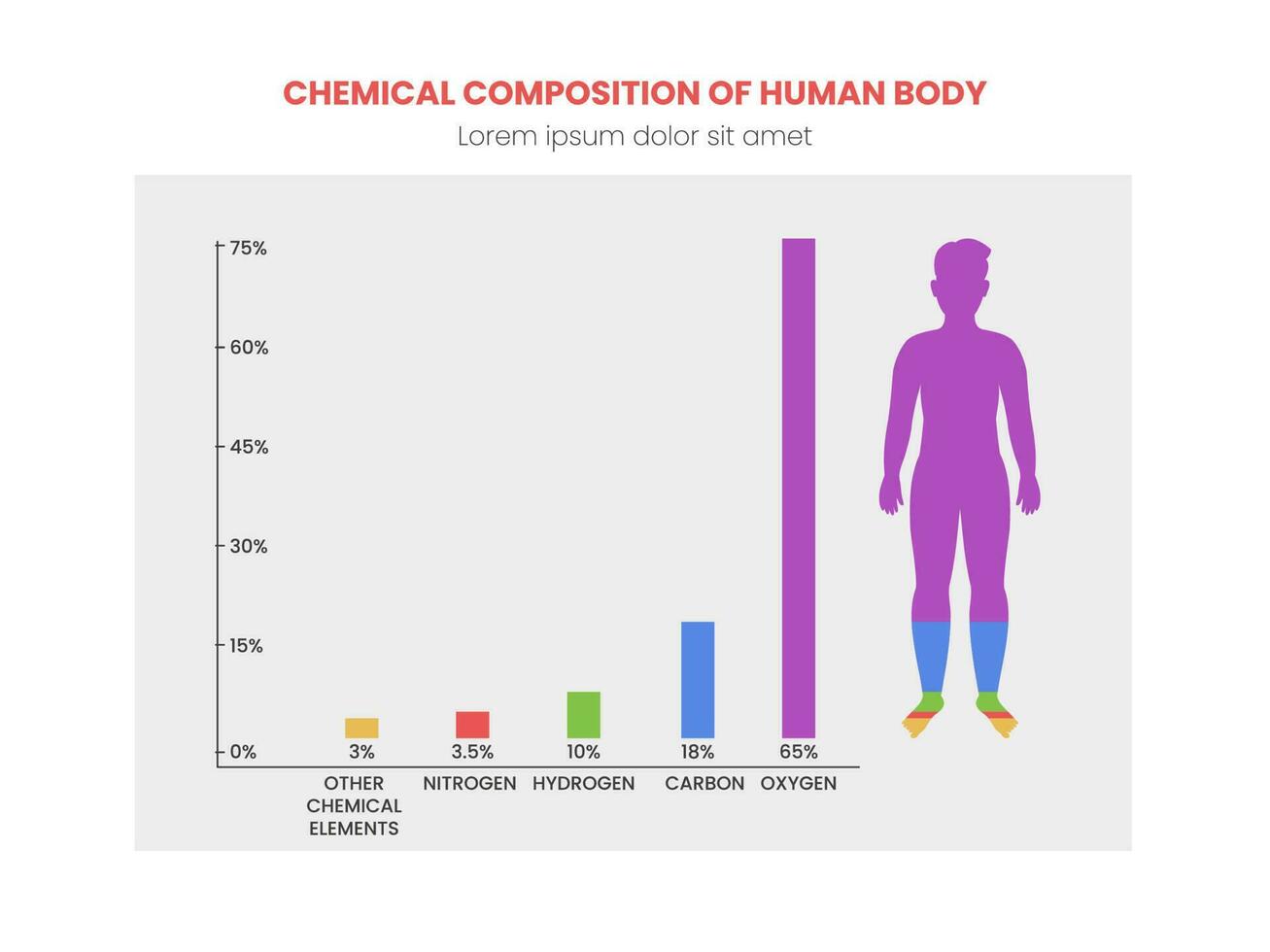 chimico composizione di umano corpo concetto per medico infografica. vettore