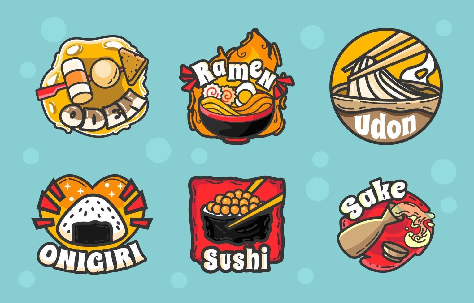 logo icon pack di cibo giapponese vettore