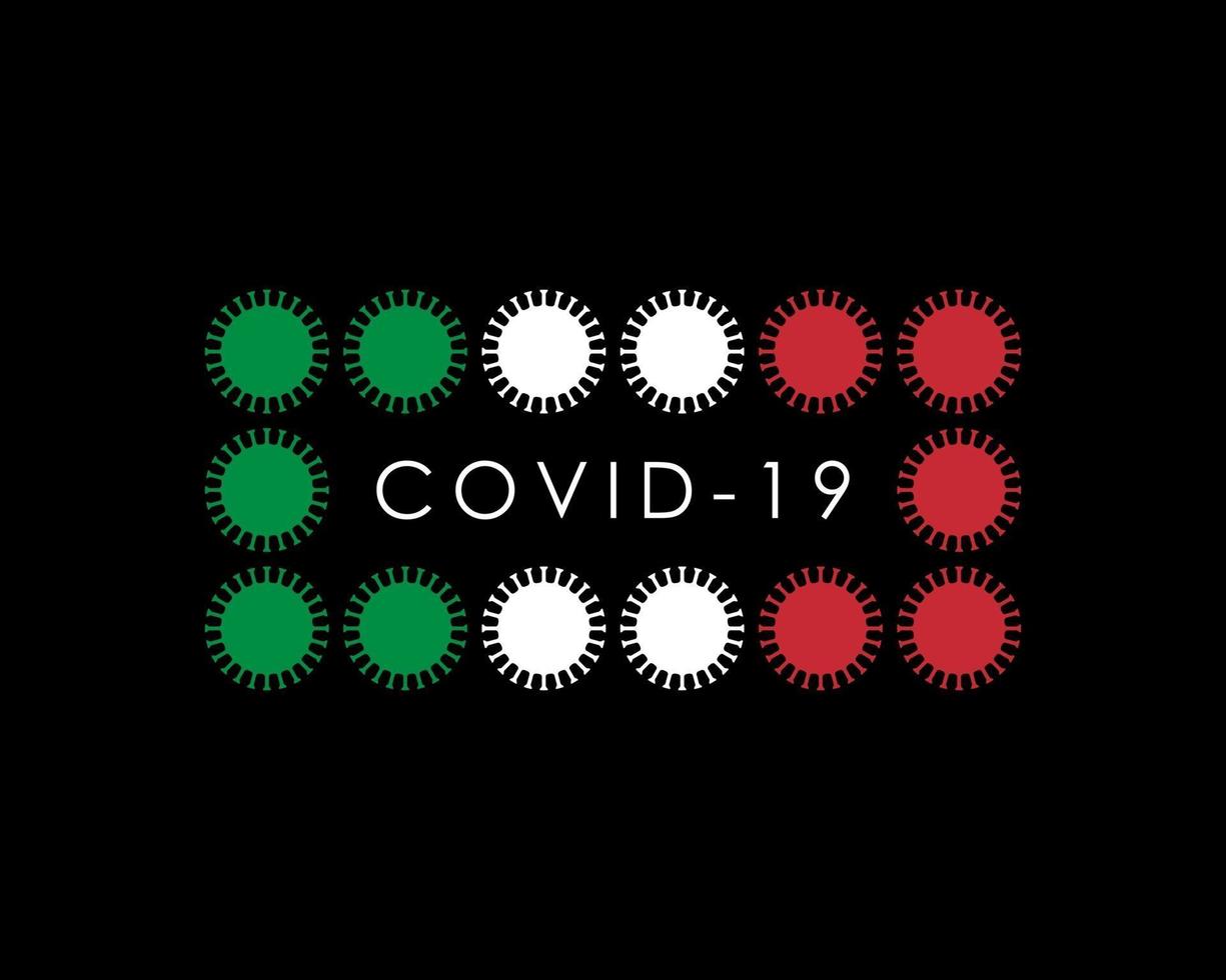 bandiera astratta dell'italia fatta di molecole di coronavirus vettore