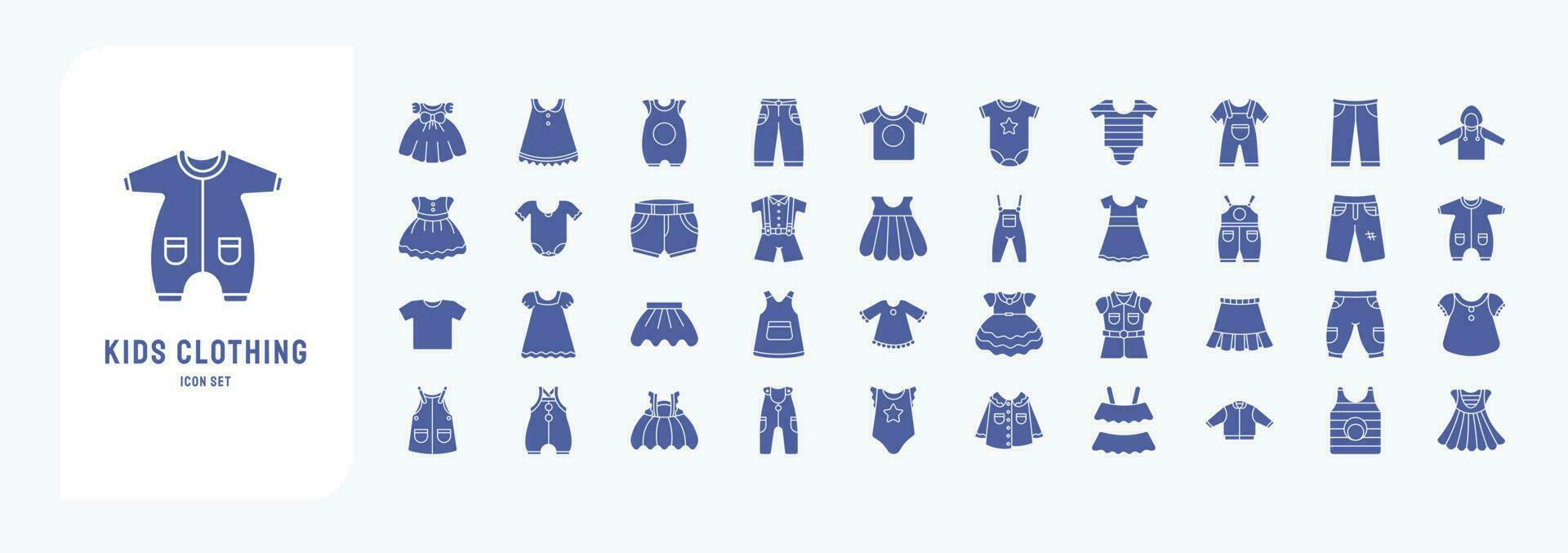 bambini capi di abbigliamento e vestire, Compreso icone piace breve, pantaloni, breve, e Di Più vettore