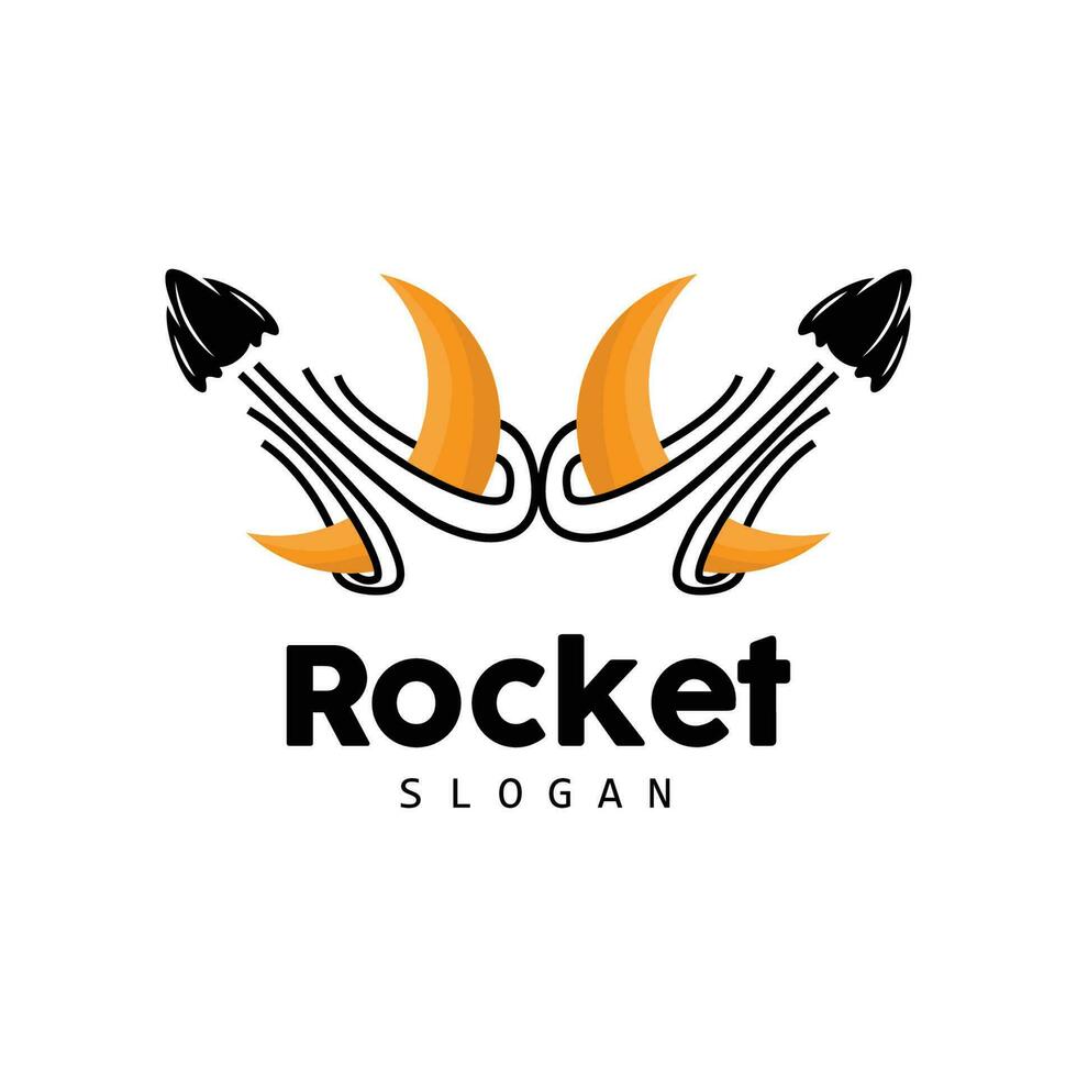 design del logo del razzo, veicolo per l'esplorazione spaziale vettore
