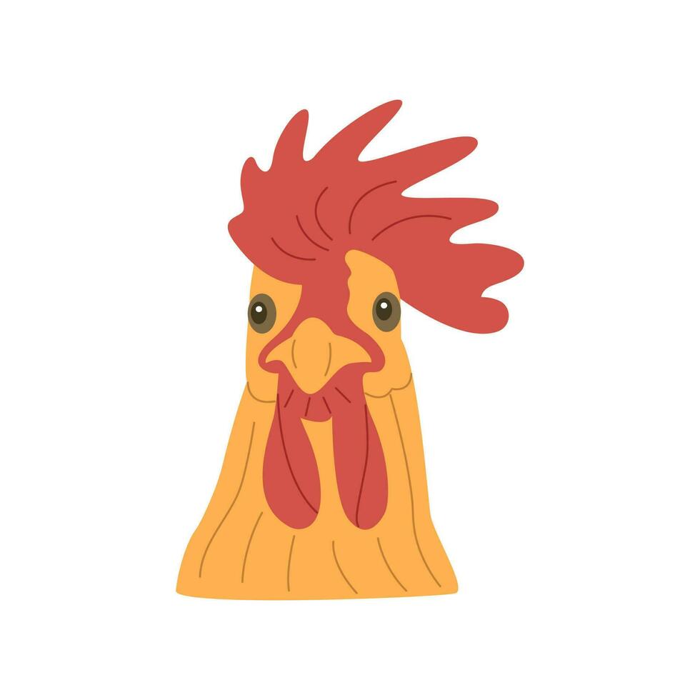 Gallo testa. colorato vettore mano disegnato. pollame