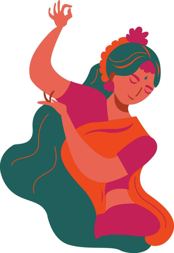 indiano donna nel tradizionale vestiario. vettore illustrazione nel piatto cartone animato stile.