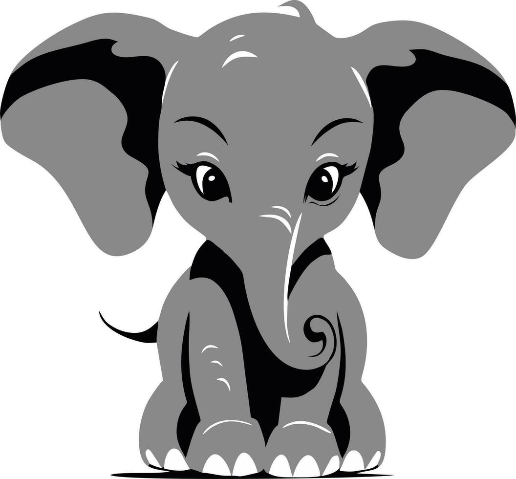 bambino elefante silhouette vettore