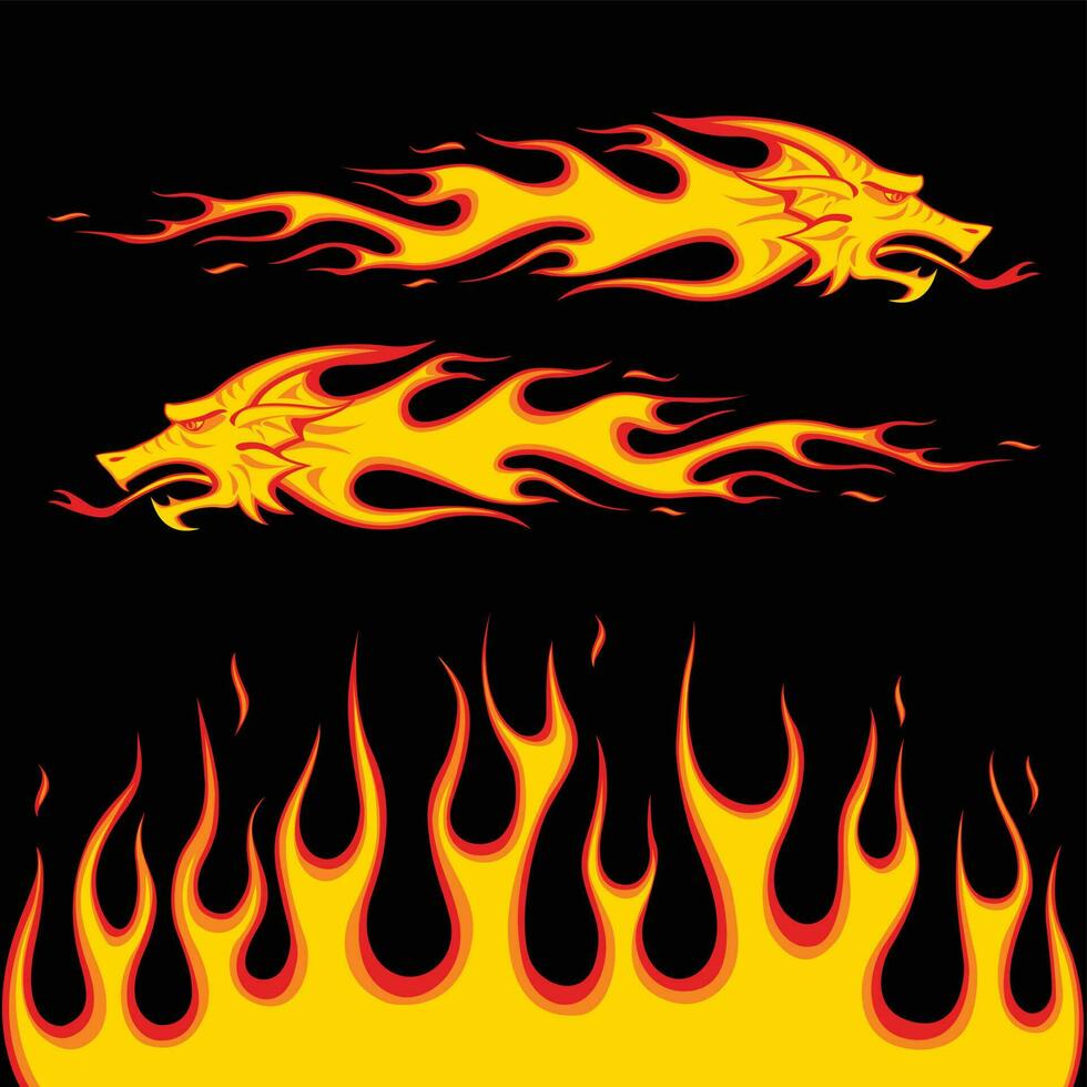 fuoco fiamme Drago etichetta illustrazione. grande per motociclo etichetta o altri. vettore