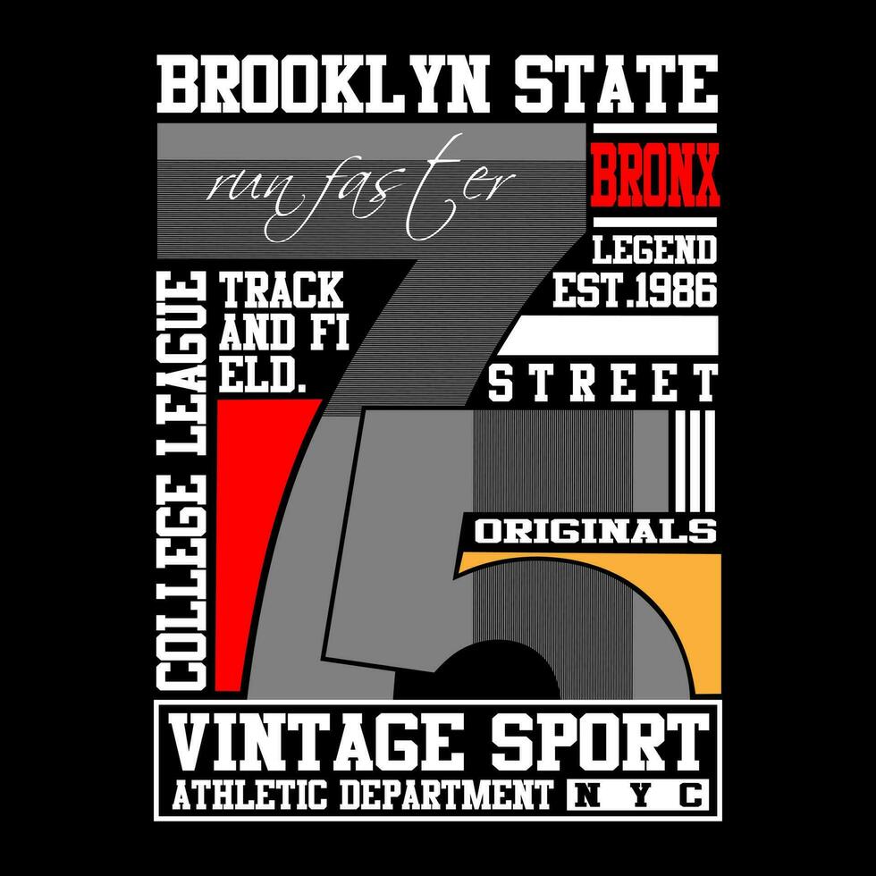 vettore brooklyn testo logo sport tema tipografia design