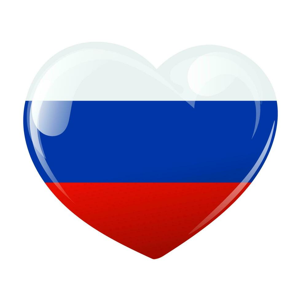 bandiera di Russia nel il forma di un' cuore. cuore con il bandiera di Russia. 3d illustrazione, vettore