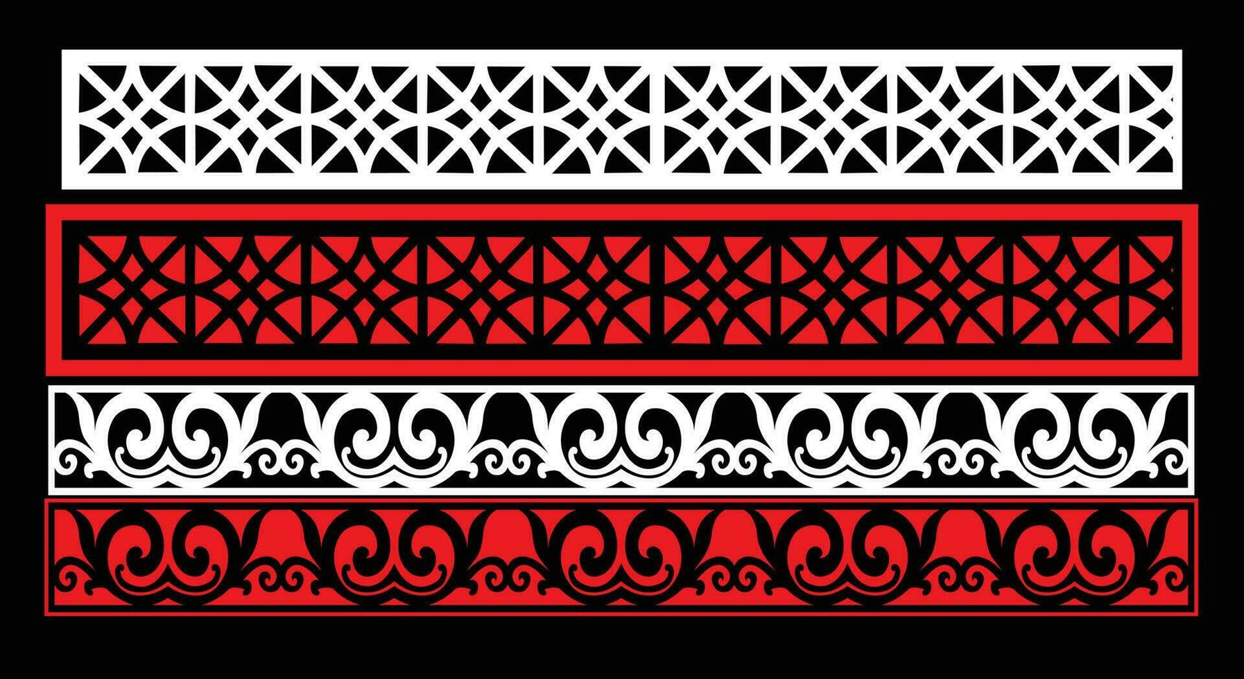 decorativo parete pannelli impostato Jali design per grafico e compensato, partizione, schiuma, acrilico e cnc macchina taglio. vettore