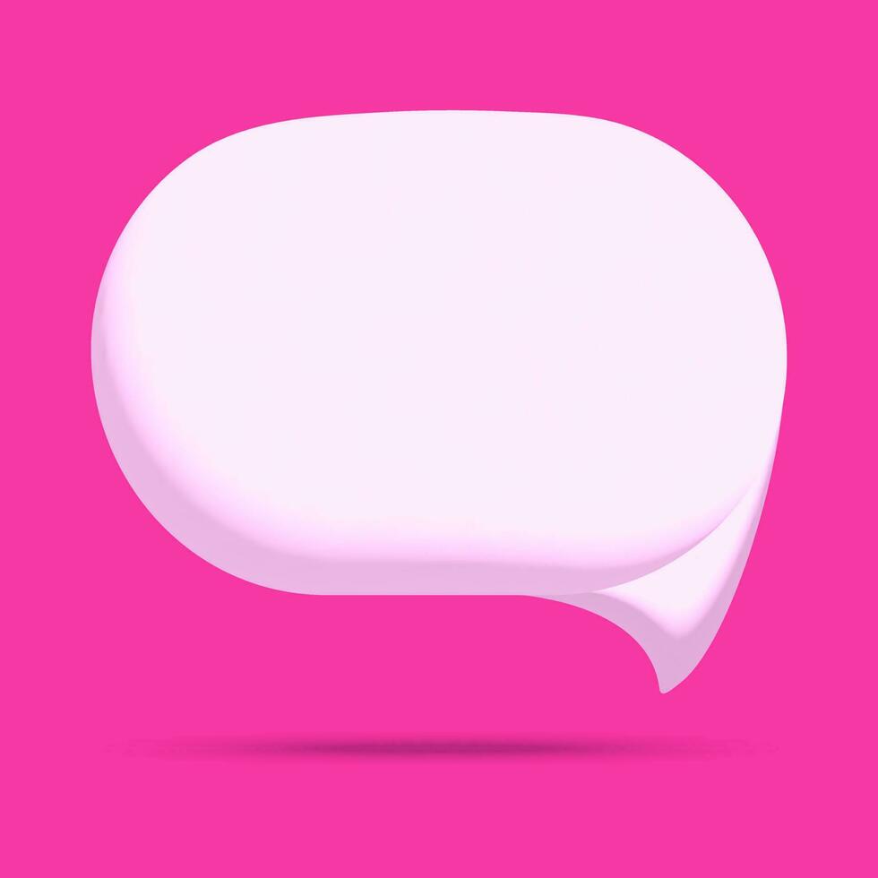 bianca 3d discorso bolla vettore illustrazione isolato su rosa