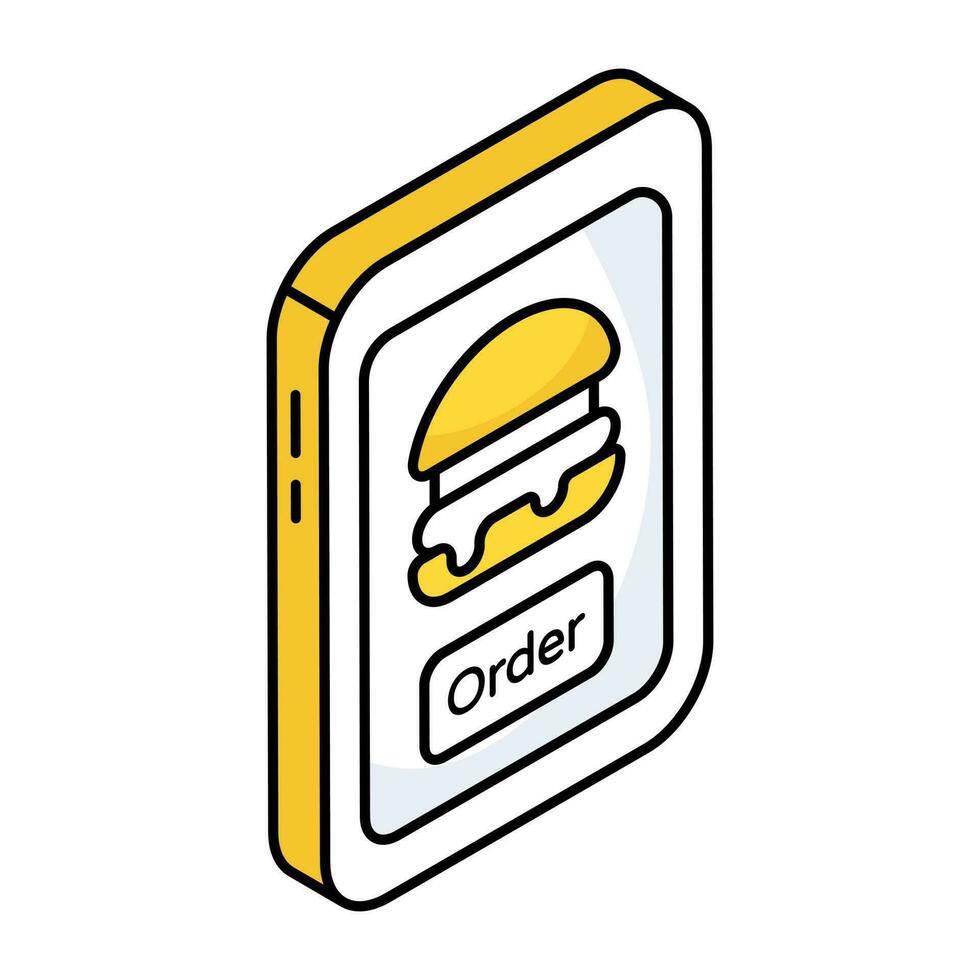 un' unico design icona di mobile cibo ordine ragnatela vettore