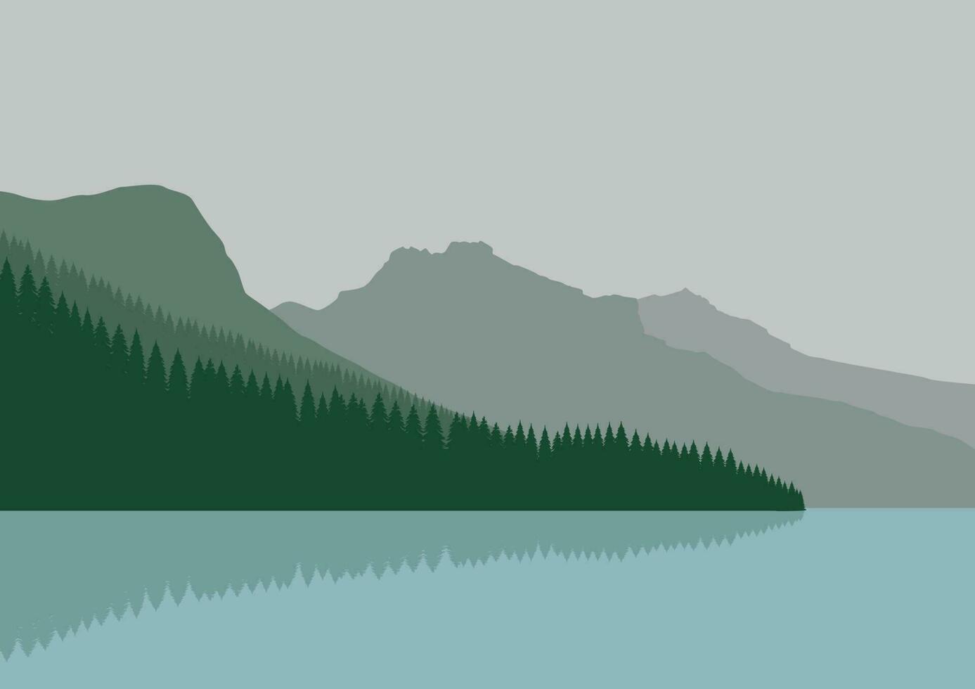 bellissimo lago e montagne vettore illustrazione design