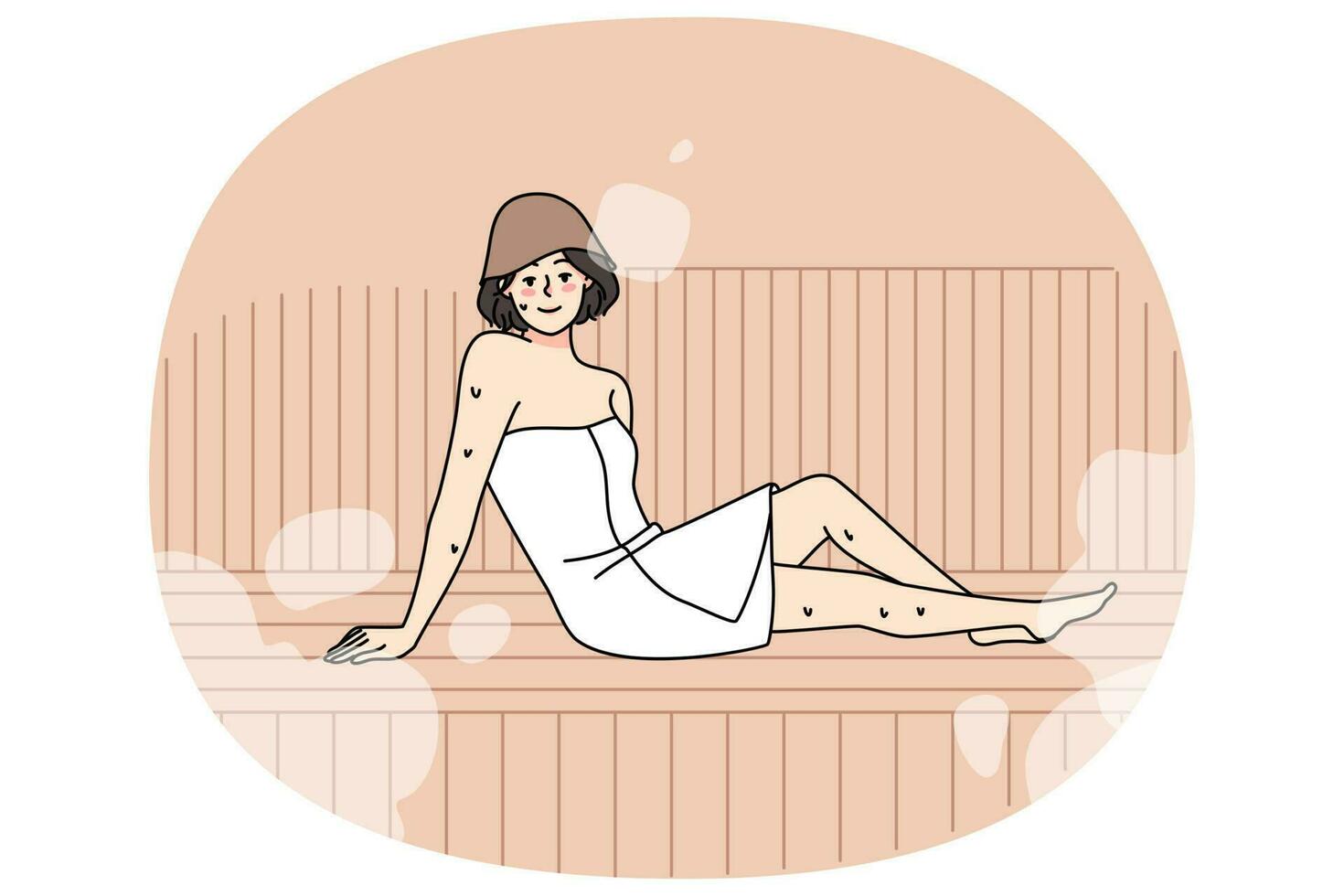 giovane donna nel asciugamano rilassare nel sauna vettore