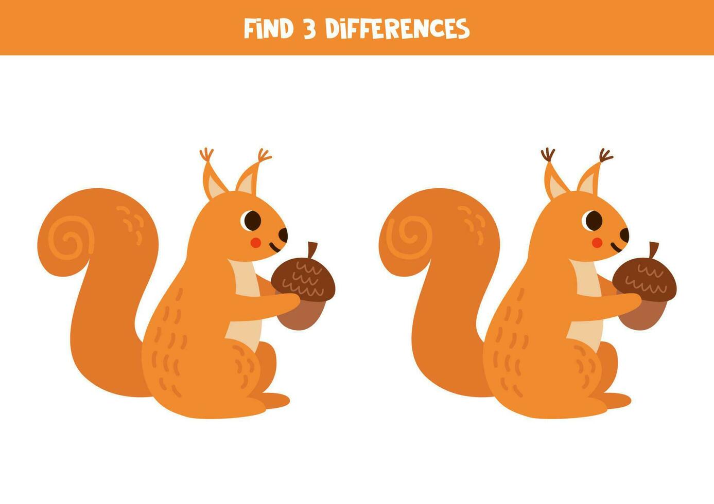 trova 3 differenze fra Due carino cartone animato scoiattoli. vettore