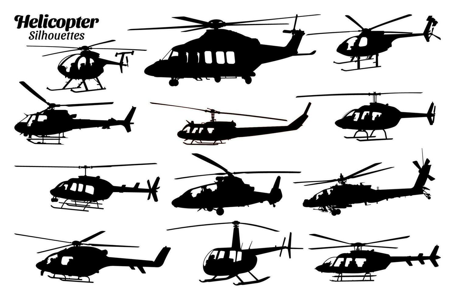 elicottero silhouette vettore illustrazione impostare.