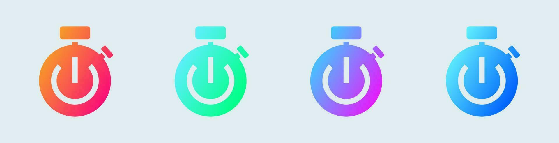 cronometro solido icona nel pendenza colori. Timer segni vettore illustrazione.