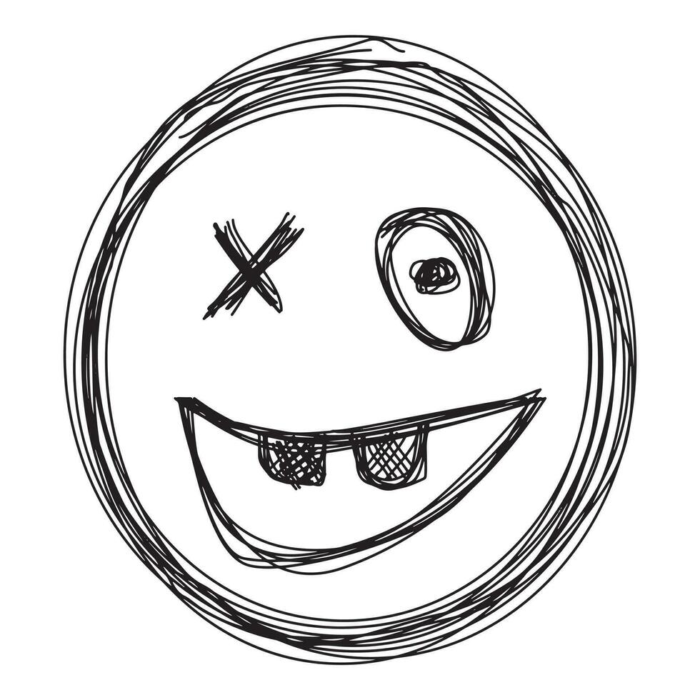 sorridente viso emoticon scarabocchiare arte vettore