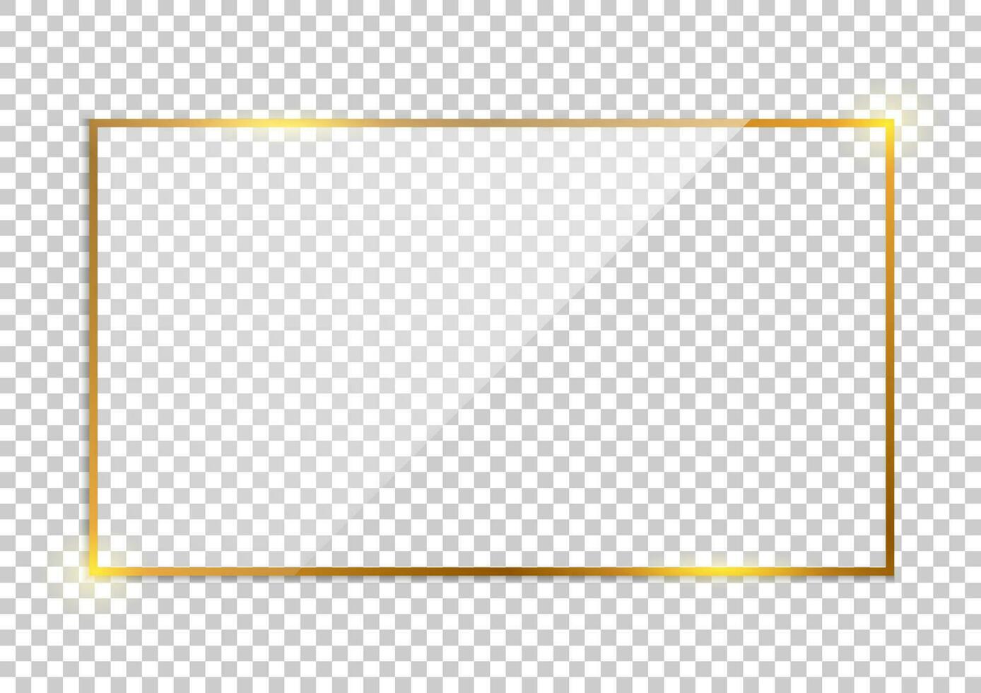 lusso oro confine isolato su trasparente sfondo. raggiante pendenza effetto rettangolo telaio. vettore illustrazione