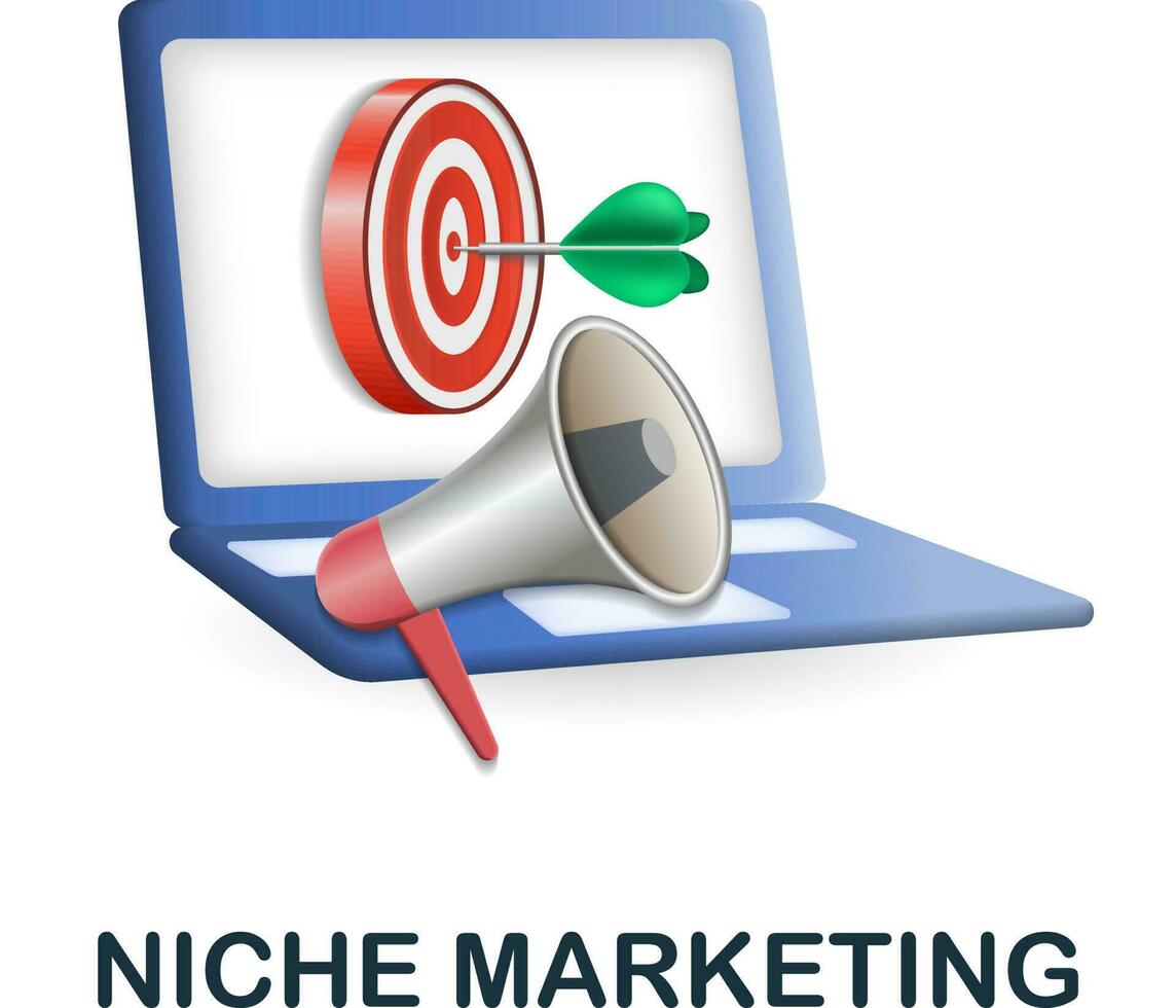 nicchia marketing icona. 3d illustrazione a partire dal affiliato marketing collezione. creativo nicchia marketing 3d icona per ragnatela disegno, modelli, infografica e Di Più vettore