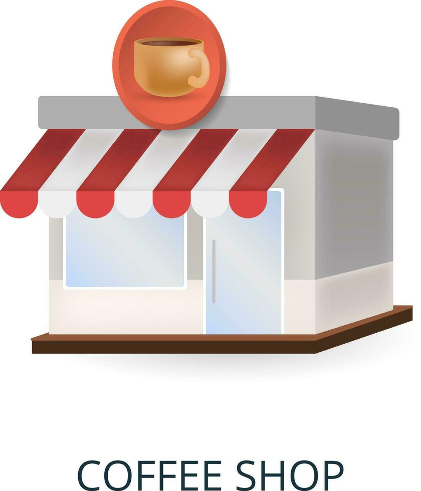 caffè negozio icona. 3d illustrazione a partire dal piccolo attività commerciale collezione. creativo caffè negozio 3d icona per ragnatela disegno, modelli, infografica e Di Più vettore