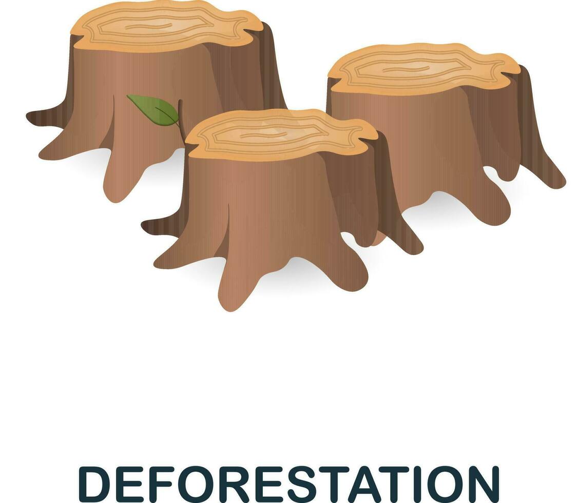la deforestazione icona. 3d illustrazione a partire dal clima modificare collezione. creativo la deforestazione 3d icona per ragnatela disegno, modelli, infografica e Di Più vettore