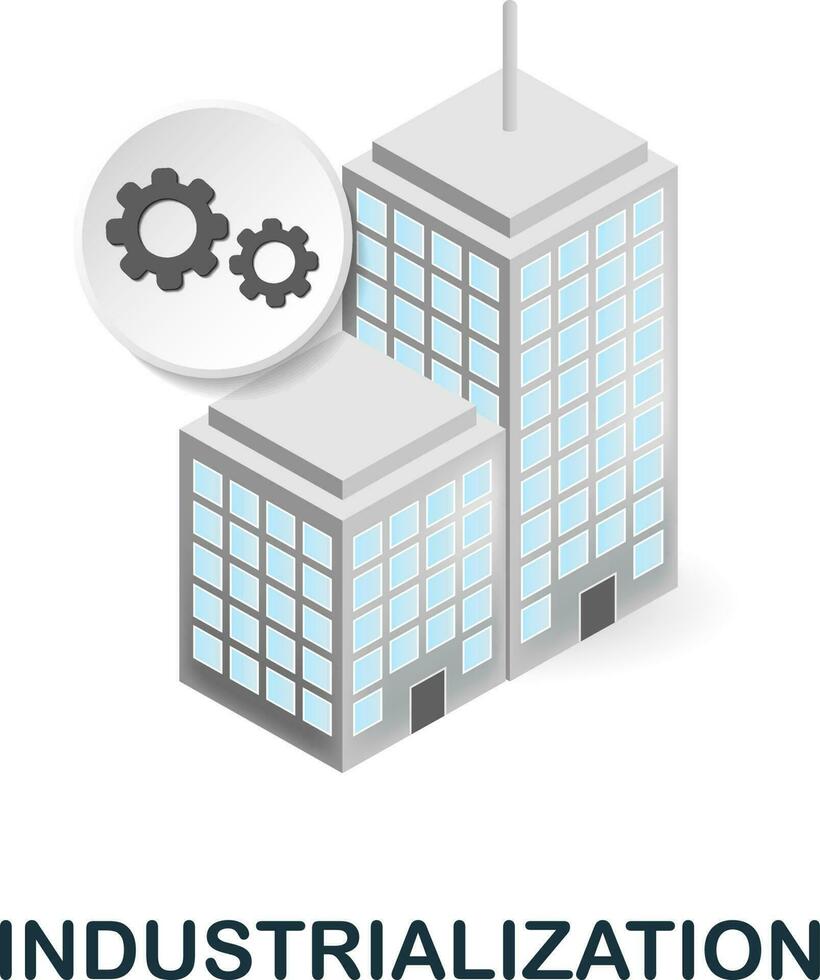 industrializzazione icona. 3d illustrazione a partire dal clima modificare collezione. creativo industrializzazione 3d icona per ragnatela disegno, modelli, infografica e Di Più vettore